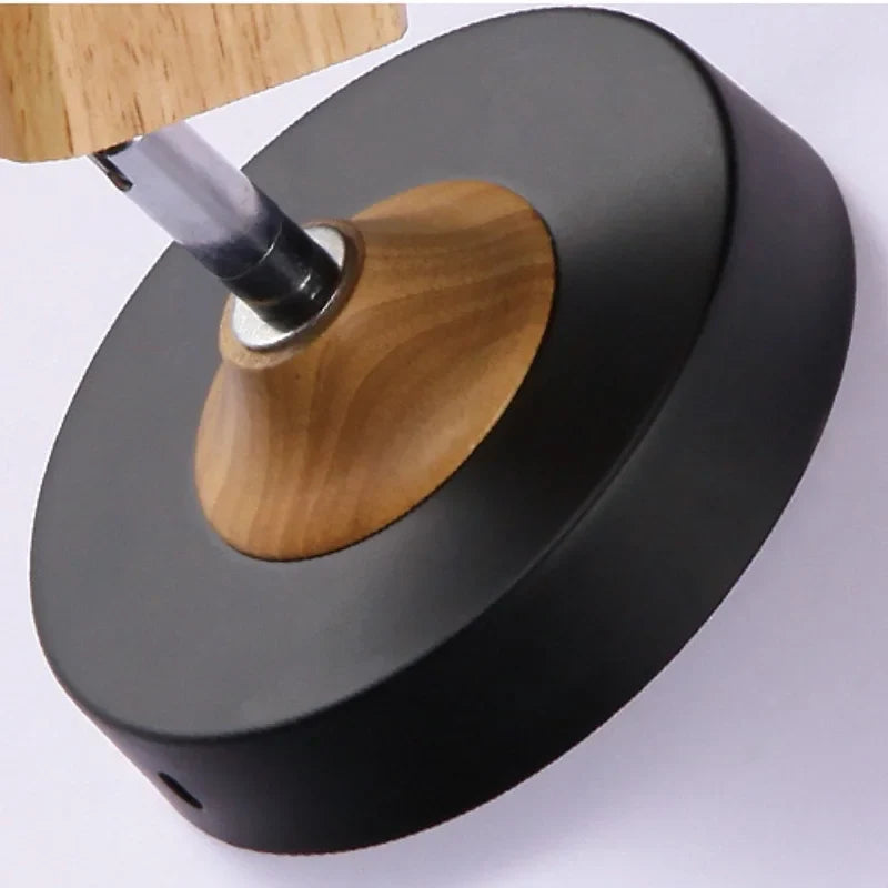 Afralia™ Nordic Wood Iron LED Wall Lamps - Up Down Rotate Hallway Bathroom Plug In