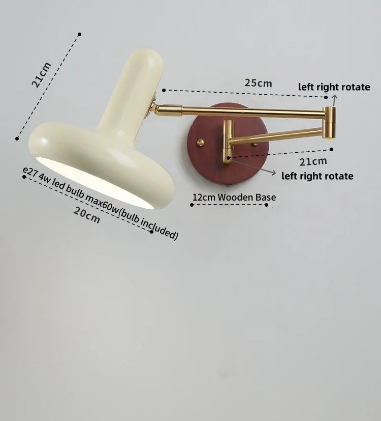 Afralia™ Walnut Wood LED Wall Sconce Pull Chain Switch Stair Light