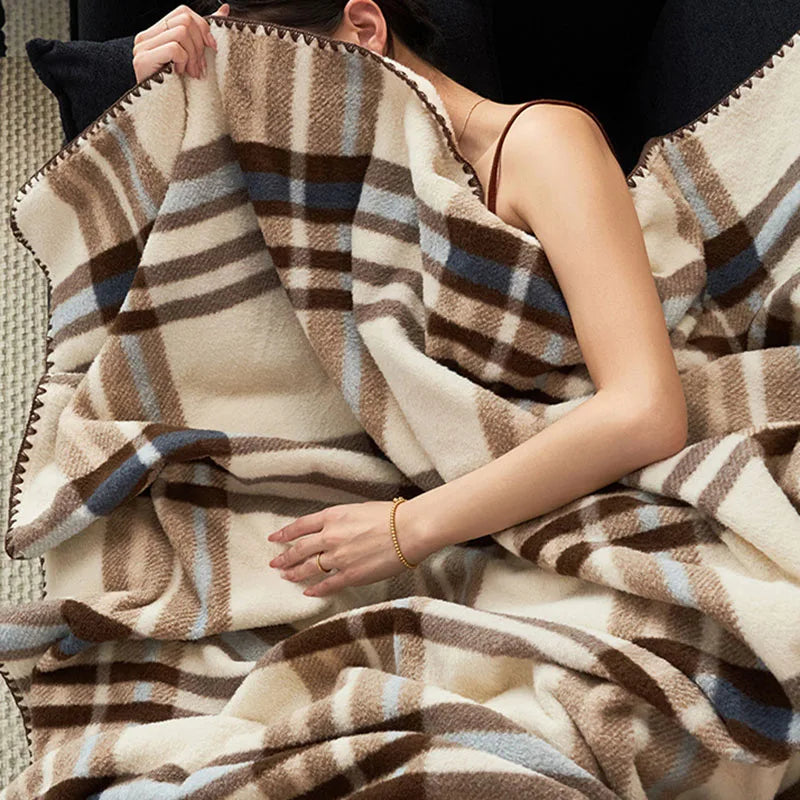 Afralia™ Luxury Faux Cashmere Sofa Blanket - Double Layered, High-End, Multifunctional Home Decor