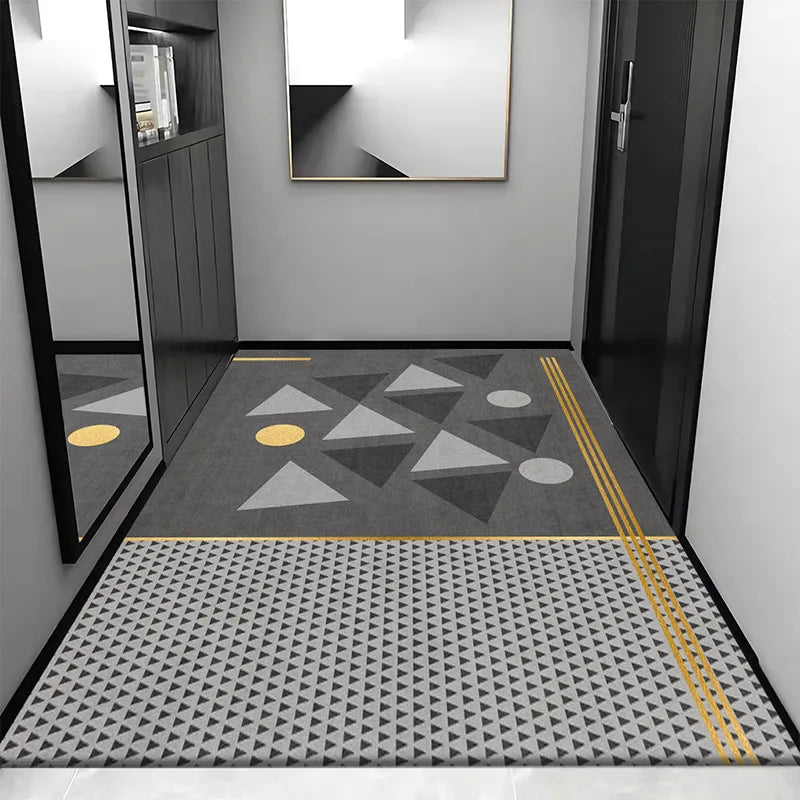 Afralia™ Grey Crystal Velvet Entrance Rug - Luxe Absorbent, Anti-Slip, Easy-Clean Living Room Carpet