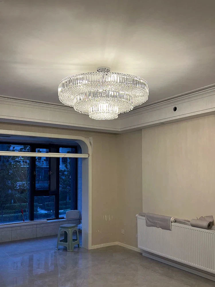 Afralia™ Retro Modern Luxury Large Crystal Chandelier LED Ceiling Hanging Lamps for Living Room