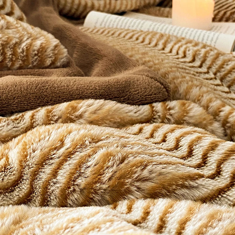 Afralia™ Winter Milk Velvet Bedding Set in Brown Grey - Soft Plush Duvet Cover, Sheet, Pillowcases