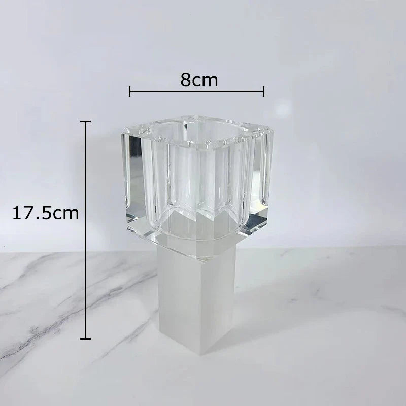 Afralia™ Geometric Square Glass Vase Artificial Flowers Modern Floral Arrangement