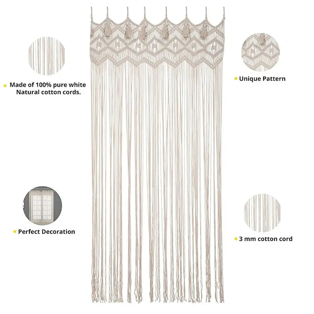 Cotton Macrame Door Curtain Tapestry by Afralia™ - Boho Wedding Backdrop & Wall Decor