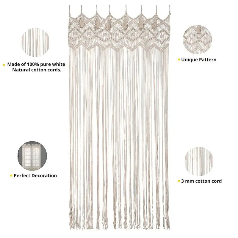 Cotton Macrame Door Curtain Tapestry by Afralia™ - Boho Wedding Backdrop & Wall Decor