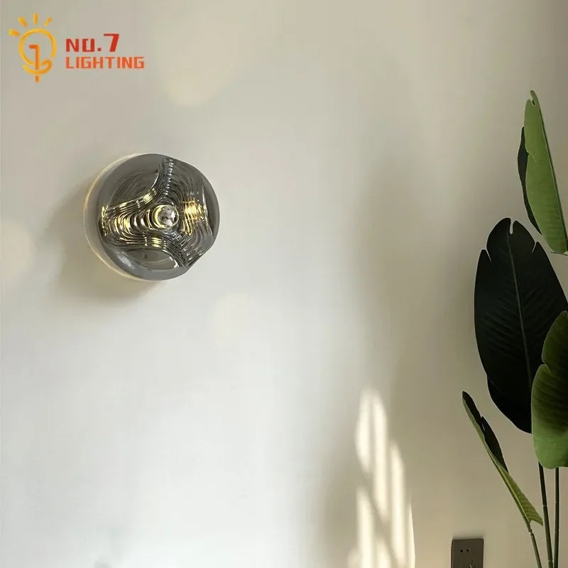 Afralia™ Bauhaus Wavy Glass Wall Lamp LED G9 Home Decor Living Room Bedroom Bar