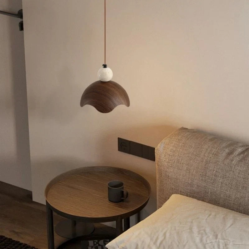 Afralia™ Iron Yellow Travertine LED Pendant Light for Bedside Dining Living Room