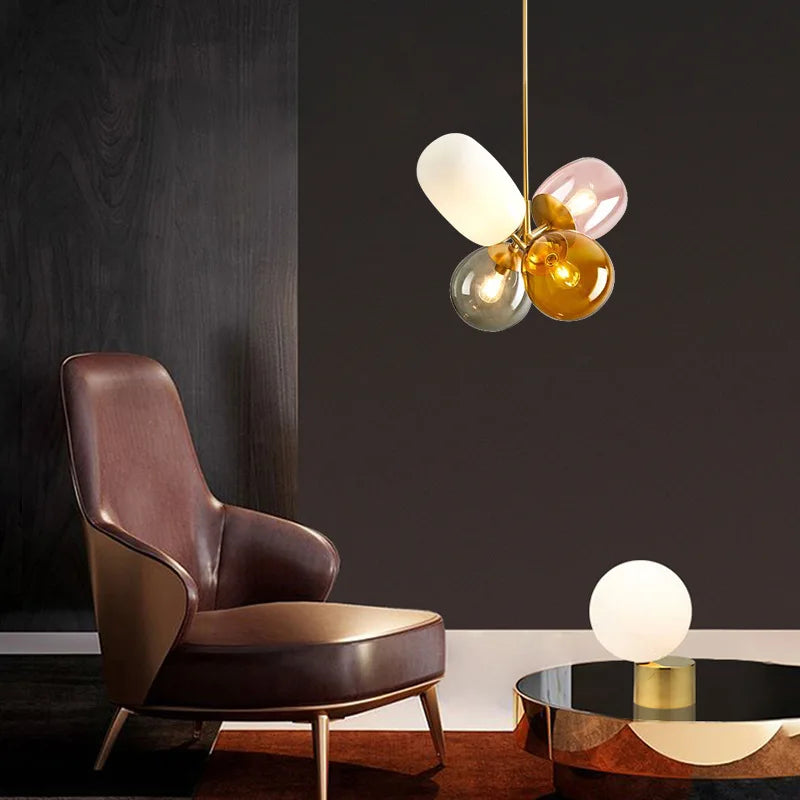 Afralia™ Glass Balloon Chandelier: Colorful Suspension Pendant Light for Living Room, Bedroom