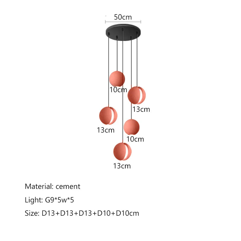 Afralia™ Cement Planet Chandelier Hanging Lamp for Dining Room & Bedroom