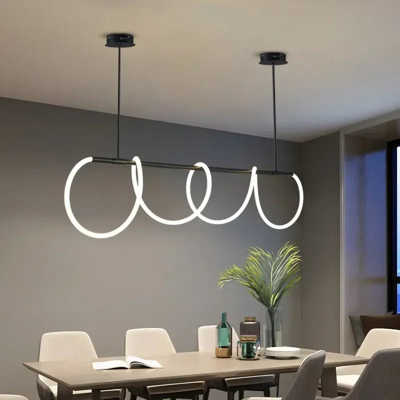 Afralia™ Modern Long Hose LED Chandelier for Dining Room and Kitchen