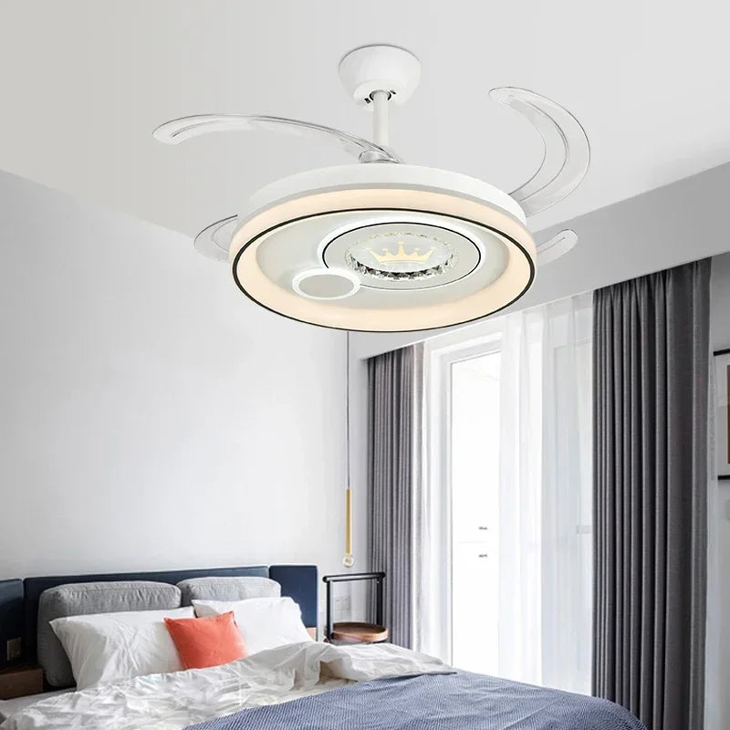 Afralia™ Dimmable Smart Home LED Ceiling Fan Light with Remote Control