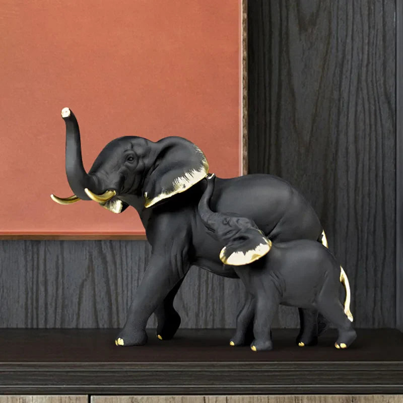 Afralia™ Elephant Resin Figurine: Interior Lucky Ornament for Home Decor