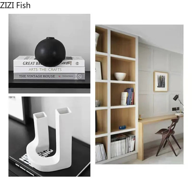 Afralia™ Modern Ceramic Vase Creative Decor for Home Office Flowers Arrangement