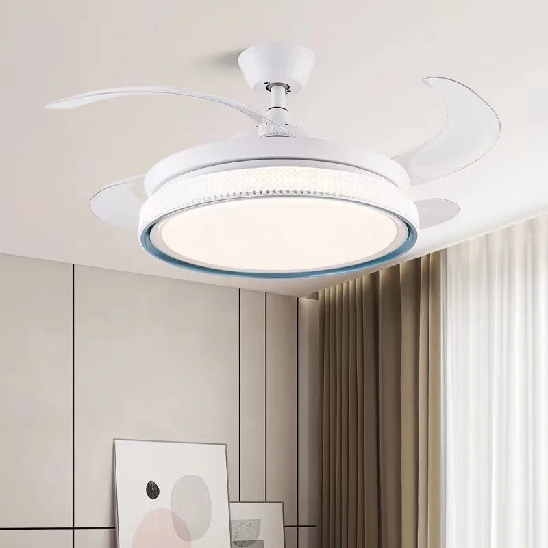 Afralia™ Modern LED Ceiling Fan with Retractable Blades and Remote Control