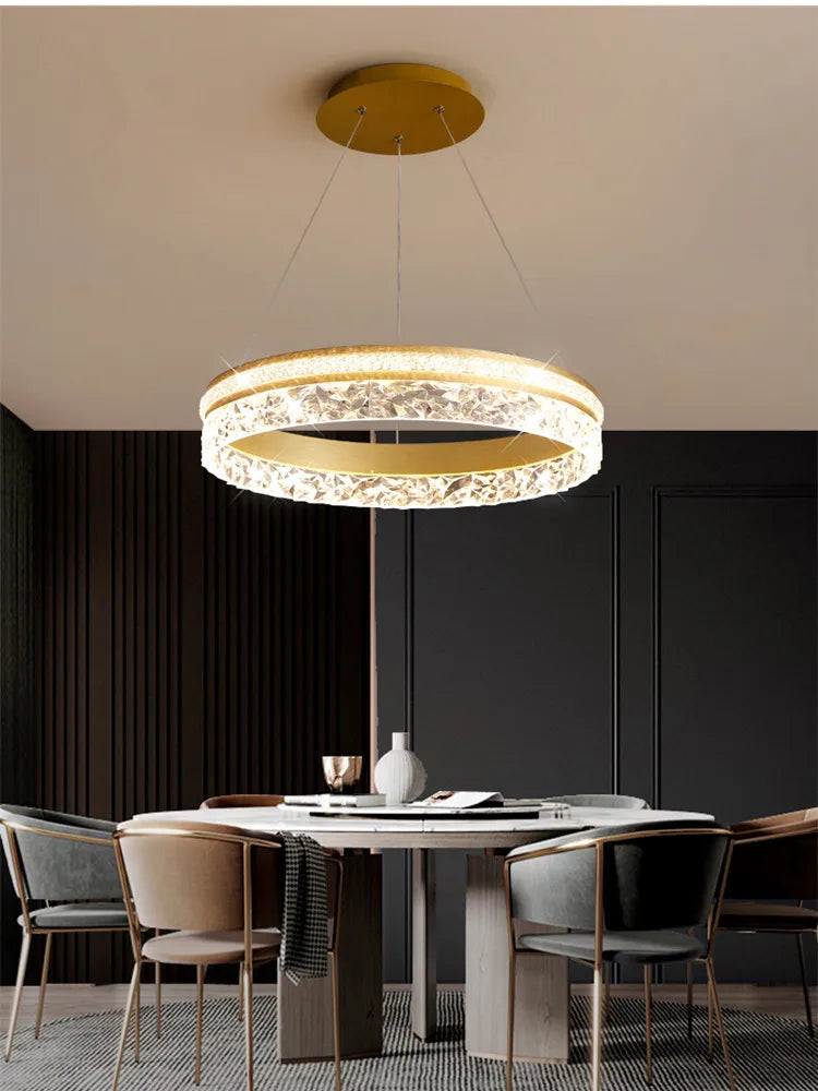 Afralia™ Modern Round Ring LED Chandelier with Remote Control for Home Decor