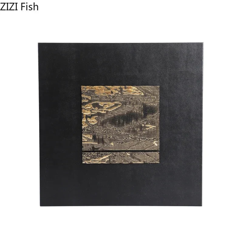 Afralia™ Gilded Fabric Hanging Painting Abstract Artwork Modern Relief Wall Picture