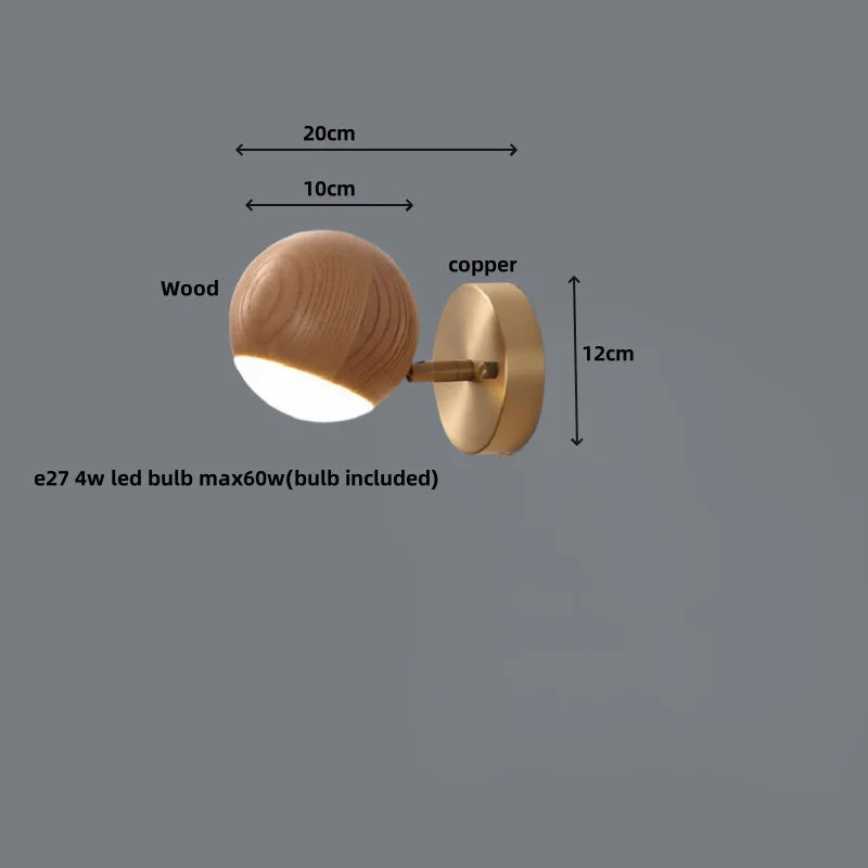 Afralia™ LED Wall Sconce Light Fixture Walnut Base Modern Art Wandlamp