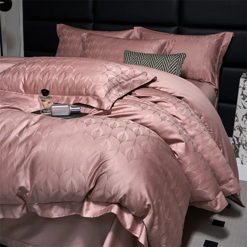Afralia™ Luxury Grey Jacquard Cotton Bedding Set with Silky Duvet Cover and Pillowcases