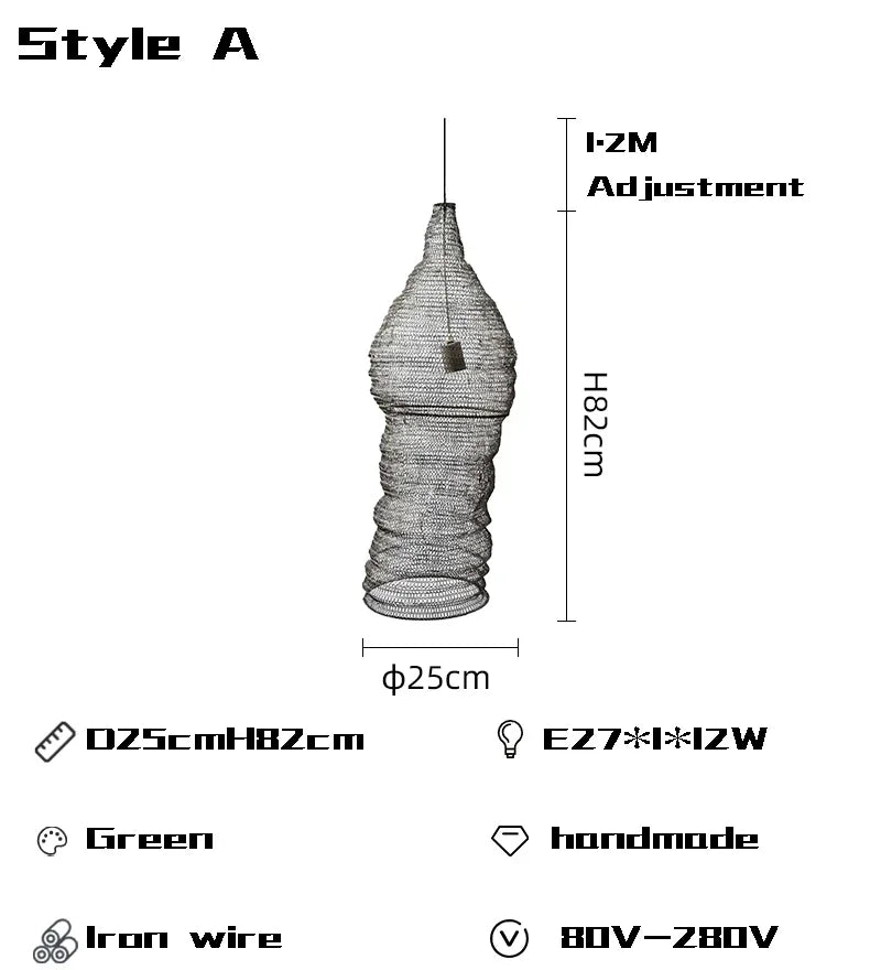 Afralia™ Mesh Pendant Lamp for Wabi Sabi Style Living Room Kitchen Loft Decor