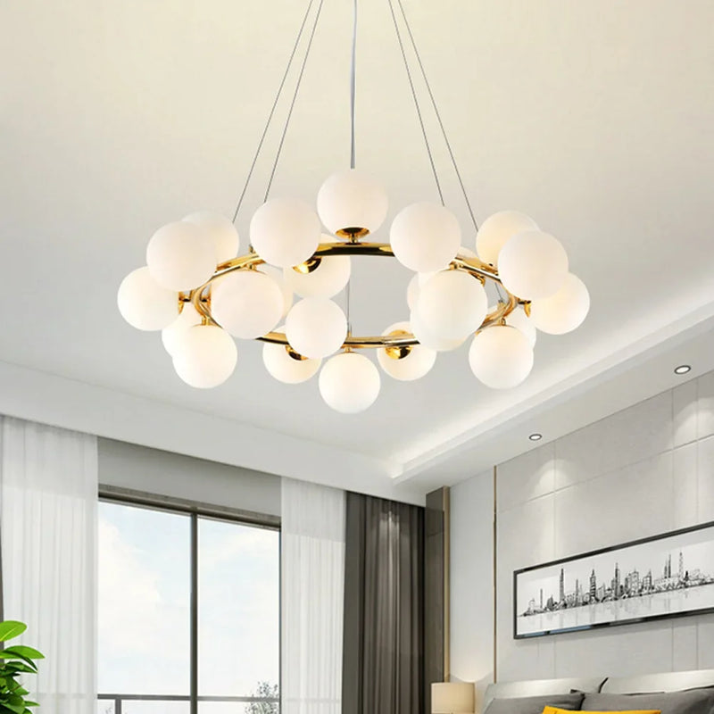 Afralia™ LED Glass Chandelier Pendant Lamp for Living Room Dining Room Lighting