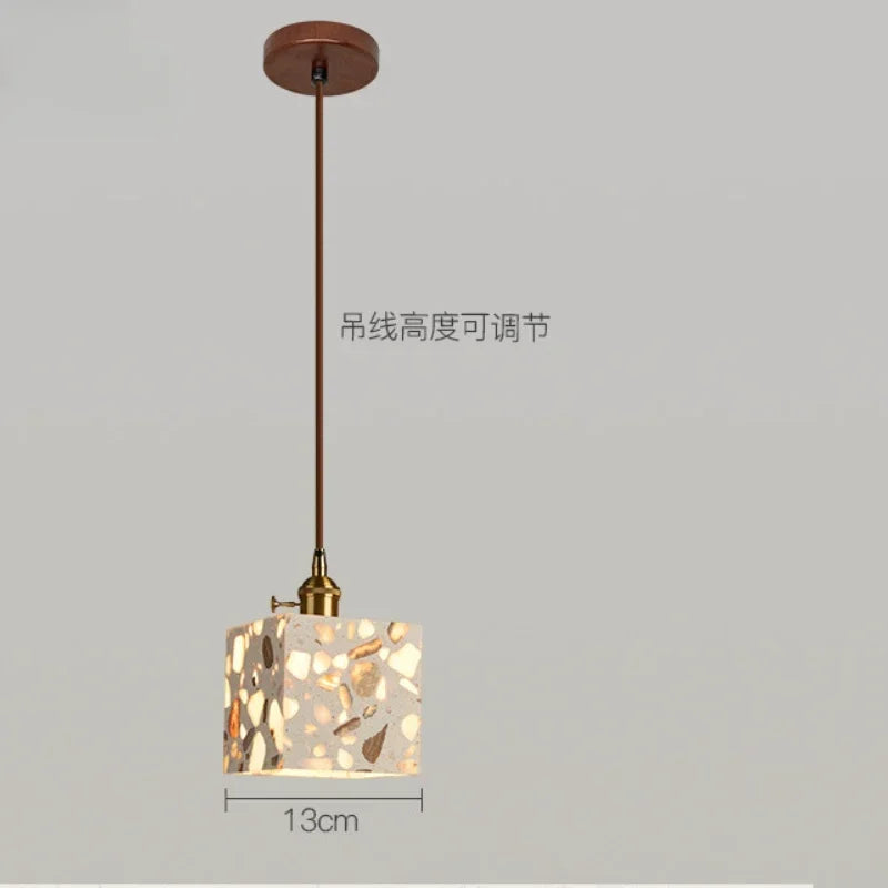 Afralia™ Terrazzo Pendant Lights: French Retro Handmade Design for Bedroom, Dining, Kitchen Island