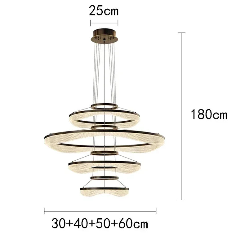 Afralia™ Modern LED Ring Stairs Pendant Chandeliers for Living & Dining Room Lighting