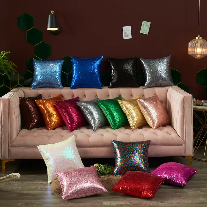 Afralia™ Sequin Cushion Cover: Personalized 40x40cm Throw Pillowcase for Festive Home Decor