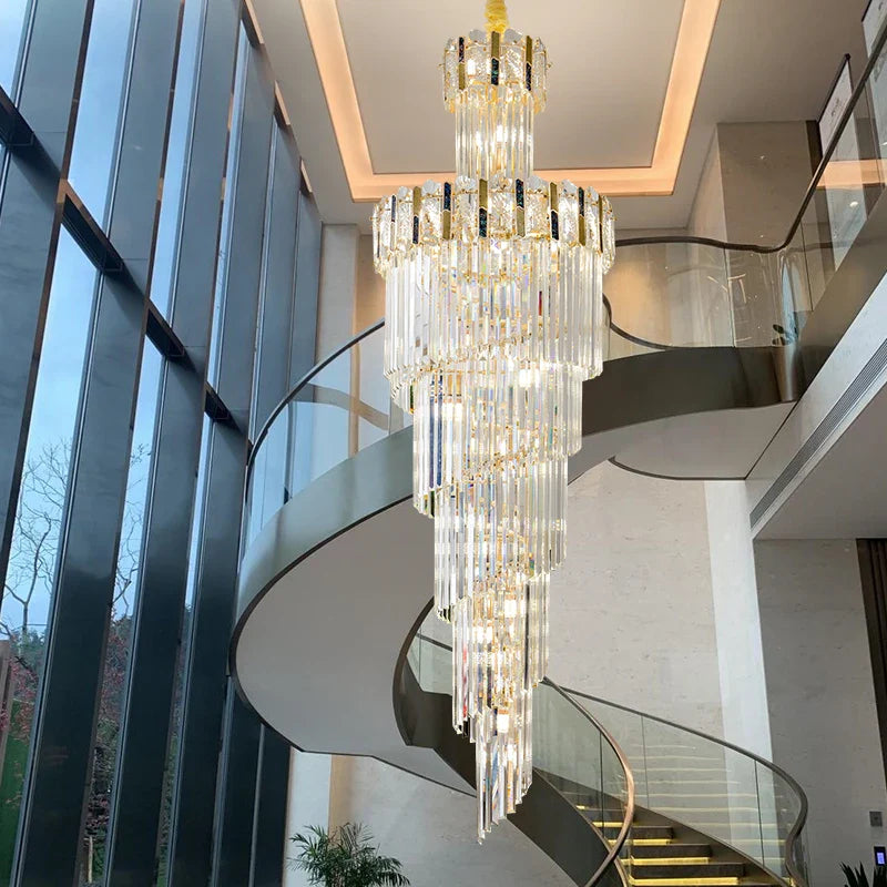 Afralia™ Rotating Crystal Stairwell Chandelier