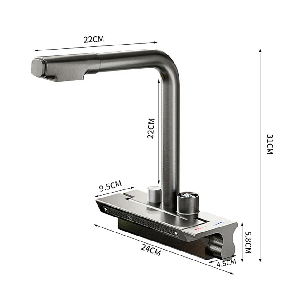 Afralia™ Digital Display Pull Out Kitchen Faucet - Single Hole Temperature Mixer