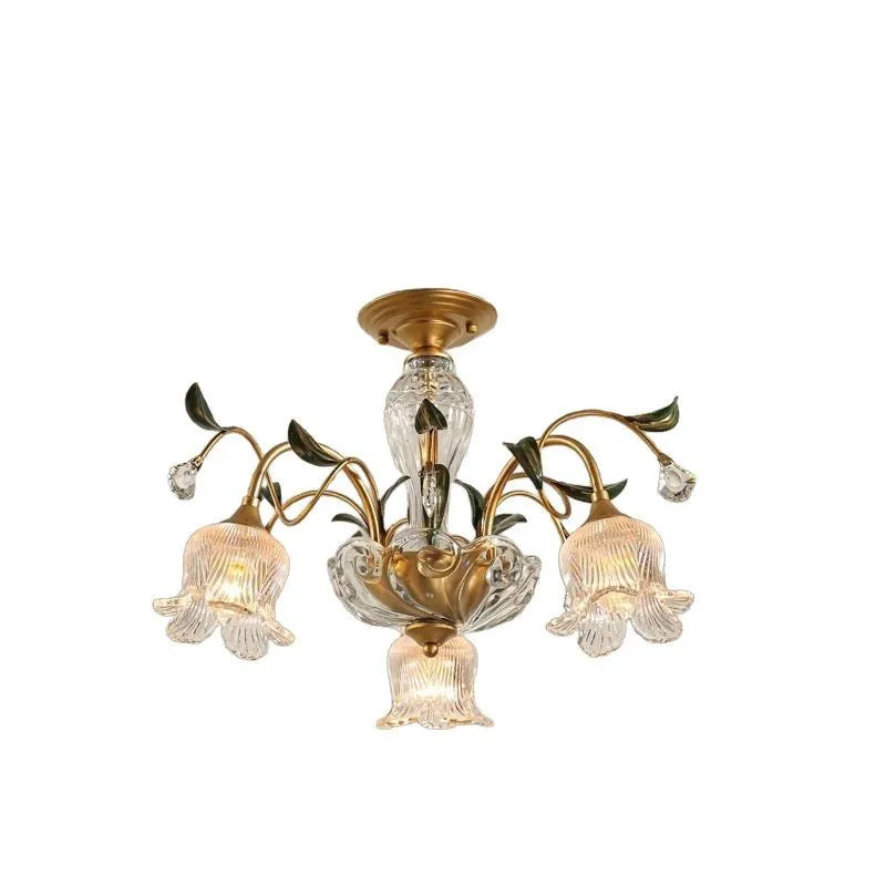 Afralia™ Glass Flower Chandelier: Elegant Retro High-End Lobby Main Light for Home, Restaurant