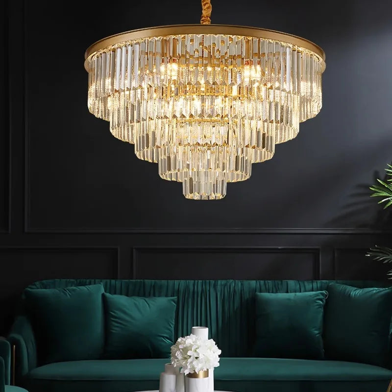 Afralia™ Crystal Chandelier Stair Pendant Light Interior Lighting for Modern Home Decor