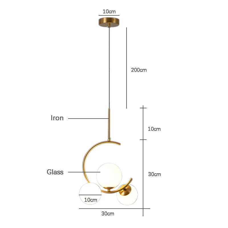 Afralia™ Glass Ball LED Chandelier for Dining Room, Kitchen, Bedroom, Bar