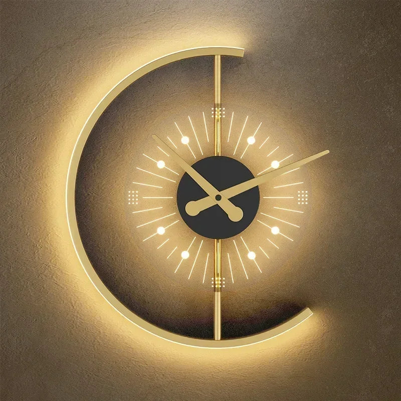 Afralia™ LED Wall Clock Sconce for Bedroom Living Room Home Decor Lighting