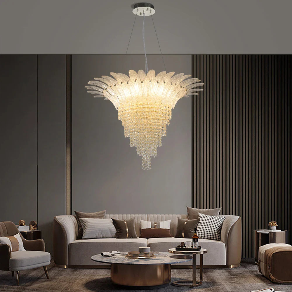 Afralia™ Glazed Gold LED Chandelier for Living Room Clubhouse Villa