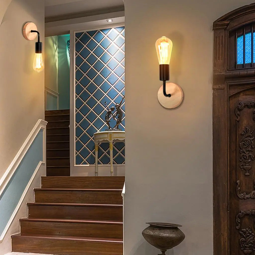 Afralia™ Industrial LED Wall Light Retro Loft Lamps E27 Iron Lampshade Sconce