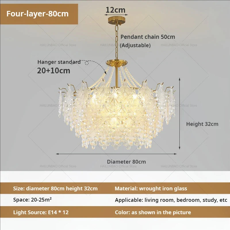 Afralia™ Luxury Cream Wind Crystal Chandelier: High-End Living Room, Dining Room, Bedroom Light