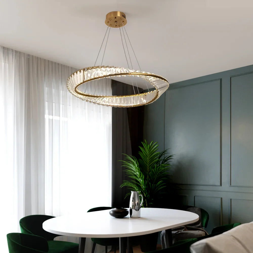Afralia™ Gold Möbius Strip Pendant Chandelier for Luxe Living and Dining Spaces