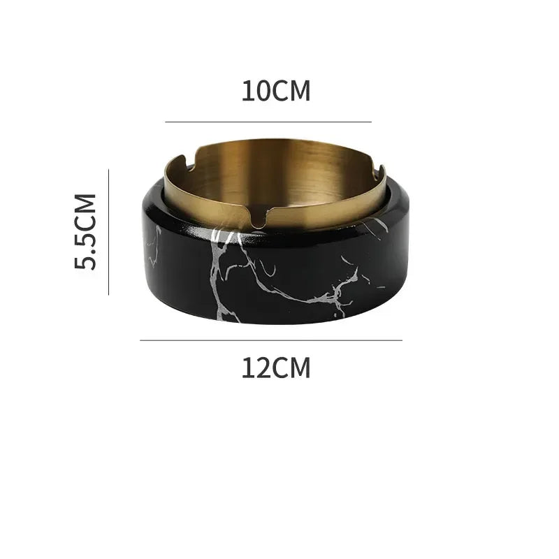 Afralia™ Gold Plated Marble Texture Ashtray - Smoking Accessories Weed Tray