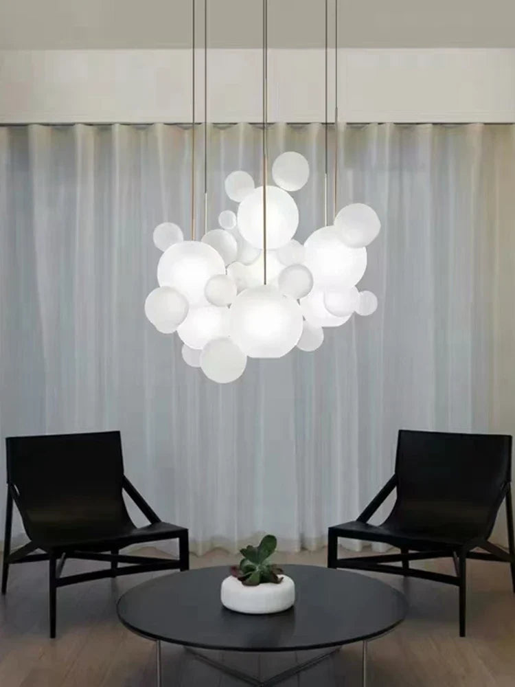 Afralia™ Round LED Glass Pendant Light, Modern White Bubble Lampshade for Home Ceiling Decor