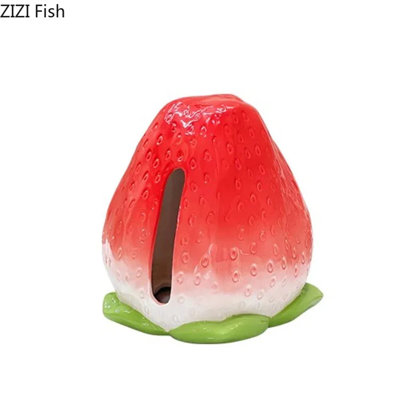 Afralia™ Strawberry Ceramic Tissue Box Lovely Desk Decoration Bedside Table Paper Towel Case