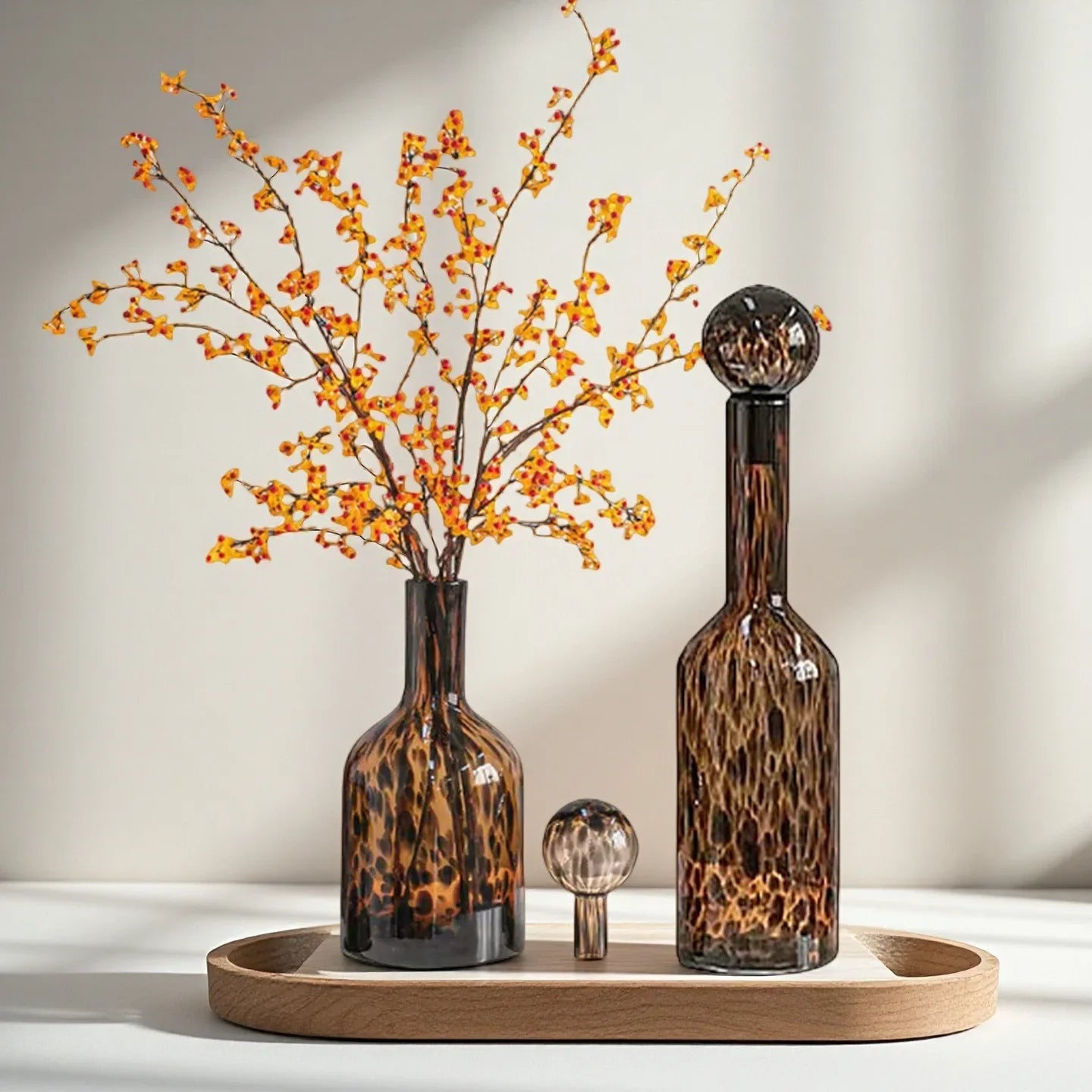 Afralia™ Leopard Print Glass Vase: Stylish Terrarium & Home Decor Accessory