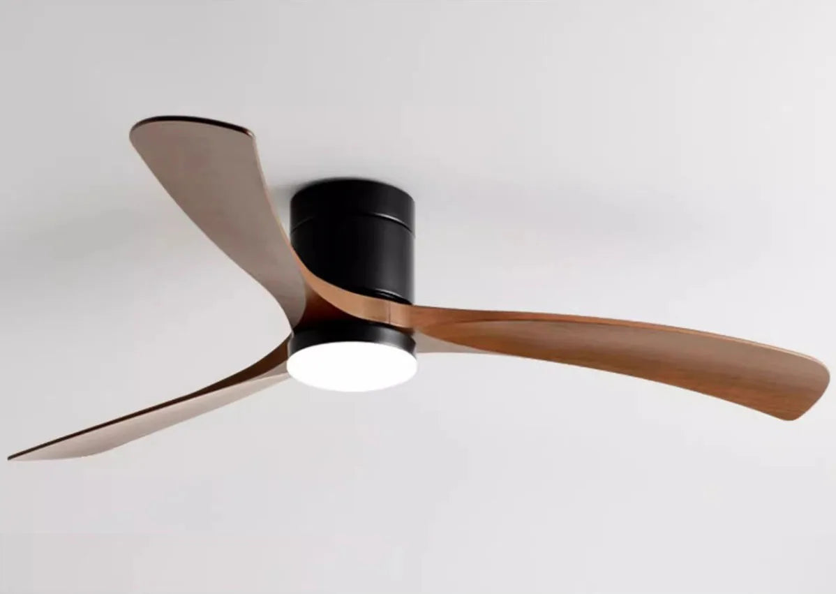 Modern Black/White ABS Blade Low Profile Ceiling Fan Light with Remote Control by Afralia™