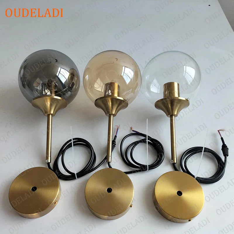 Afralia™ Modern Nordic Metal Ring Glass Ball Pendant Light for Living Room
