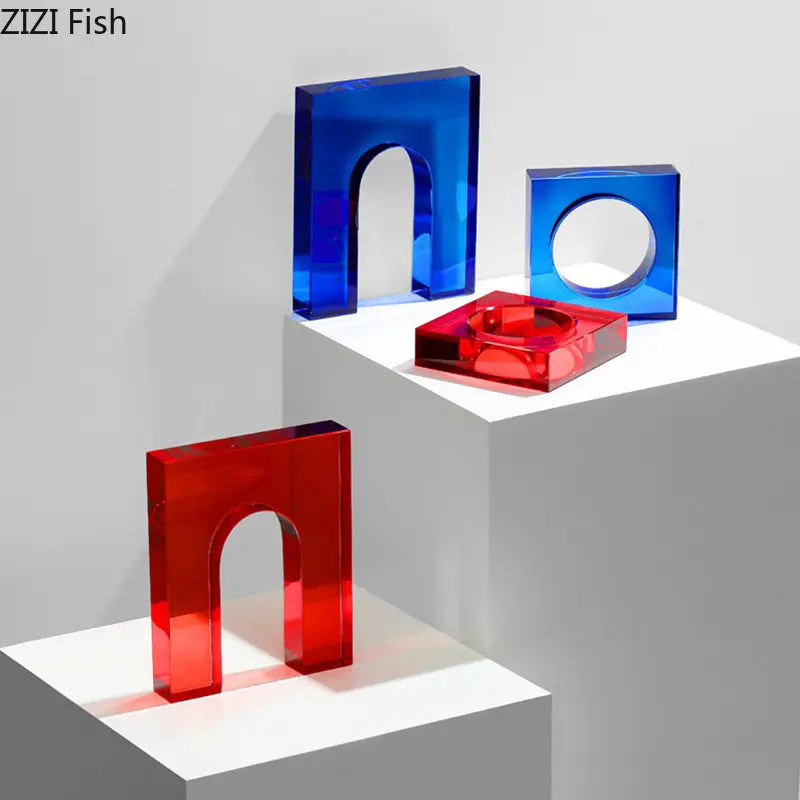 Afralia™ Geometric Crystal Arch Glass Sculpture Desk Decoration Ornament