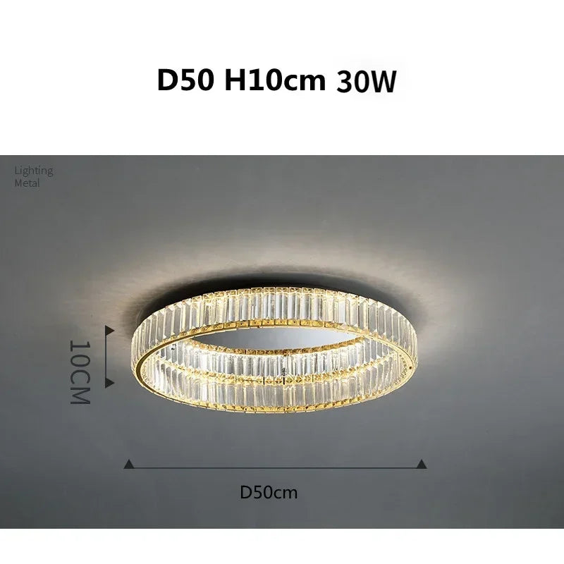 Afralia™ Gold Steel LED Dimmable Ceiling Lights Luxury Crystal Fixture