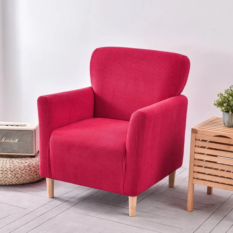 Afralia™ Stretch Fleece Sofa Cover: Solid Color Seat Slipcover for Single Round Sofas