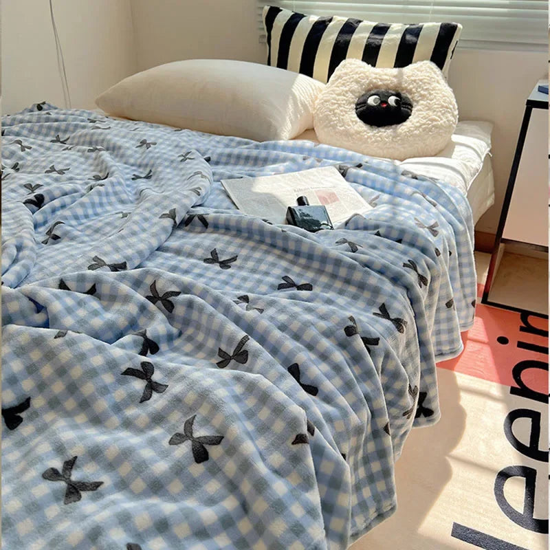 Afralia™ Milk Coral Fleece Cozy Blanket Air Conditioning Shawl Quilt - Warm & Cute Office Sofa Nap Blanket