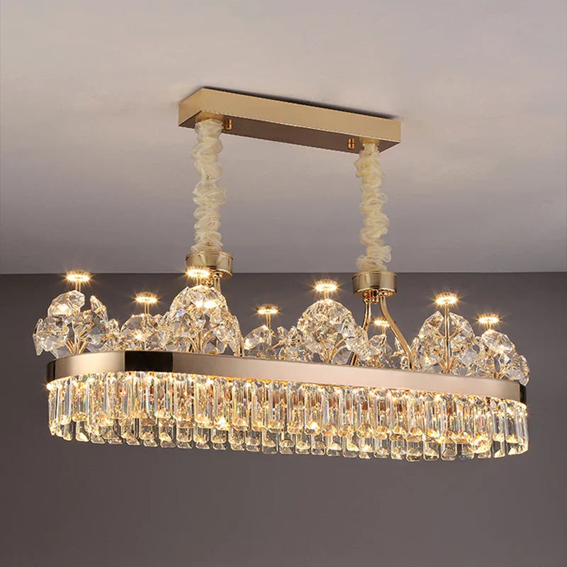 Afralia™ Crystal Chandelier: Postmodern Light Luxury Double-Layer Pendant for Home Living Room