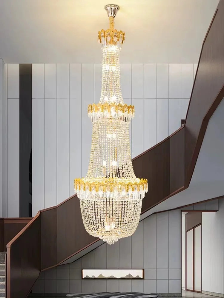 Afralia™ Crystal LED Chandelier for Hotel Lobby & Living Room | Elegant Staircase Design