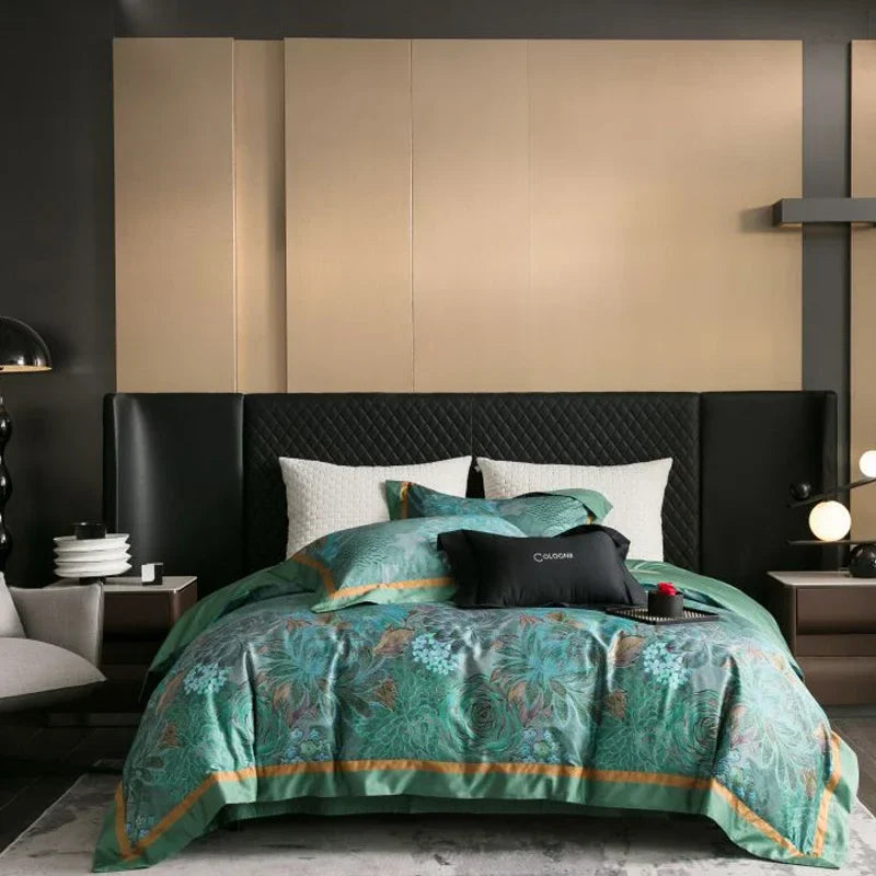 Afralia™ Egyptian Cotton Luxury Bed Linens Queen King Ru Size Bedding Set